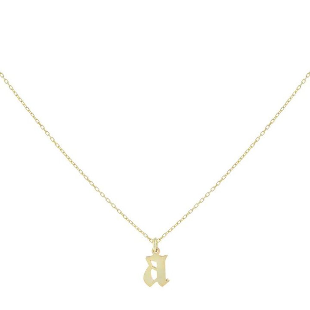 Adinas Gothic Initial Necklace 14k Gold
